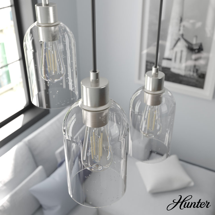 Lochemeade Mini Pendant Light with Clear Seeded Glass & Brushed Nickel