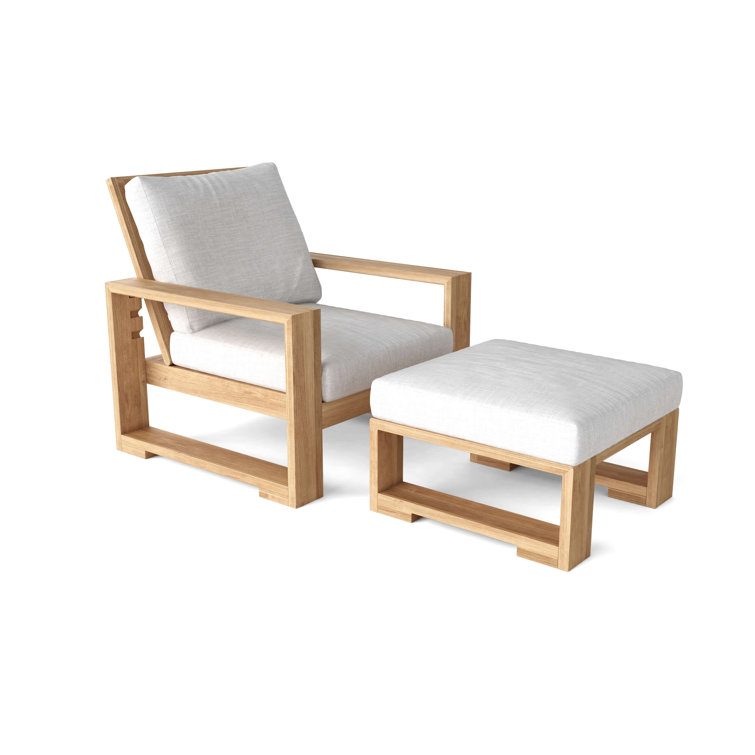 Capistrano 70'' Teak Lounge Chair with Ottoman and Cushions