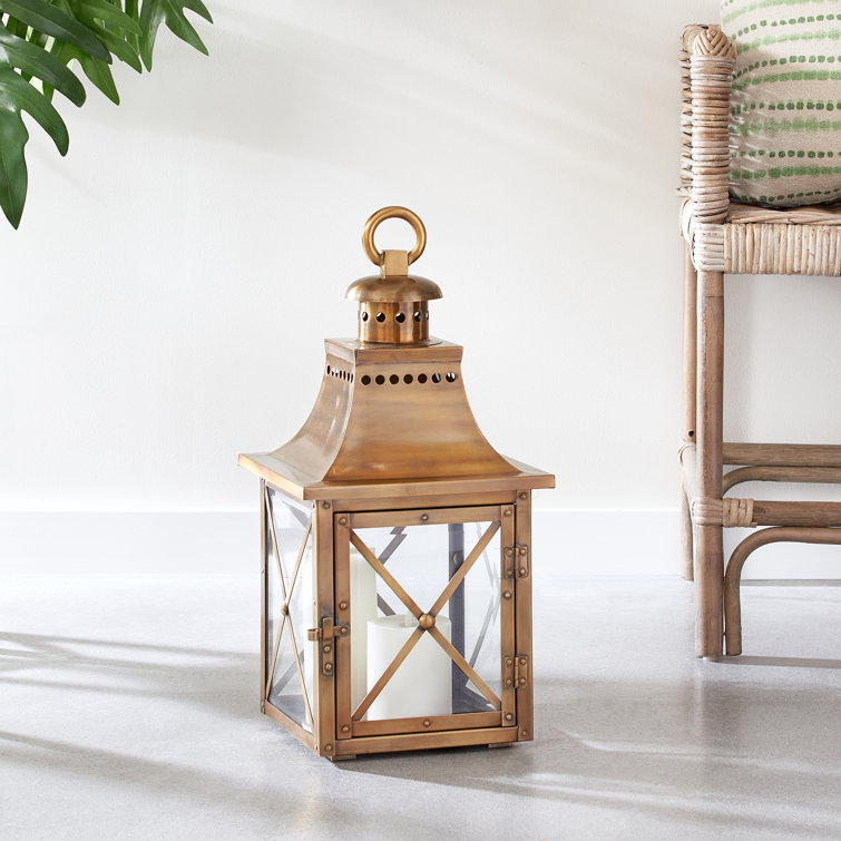 Antique Brass 22" Hanging Floor Candle Lantern