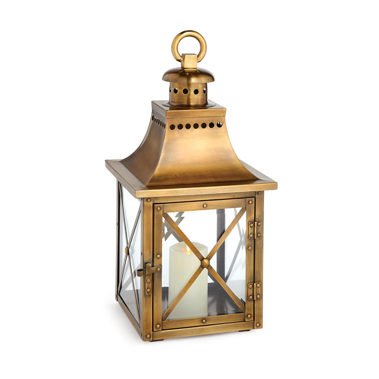 Antique Brass 22" Hanging Floor Candle Lantern