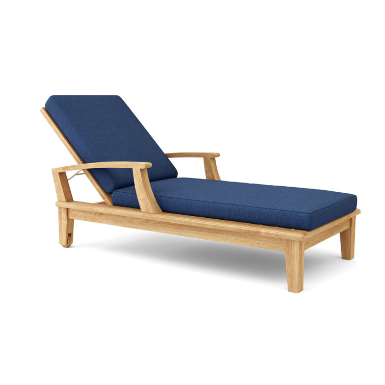 Brianna Outdoor Teak Chaise Lounge Set with Cushions