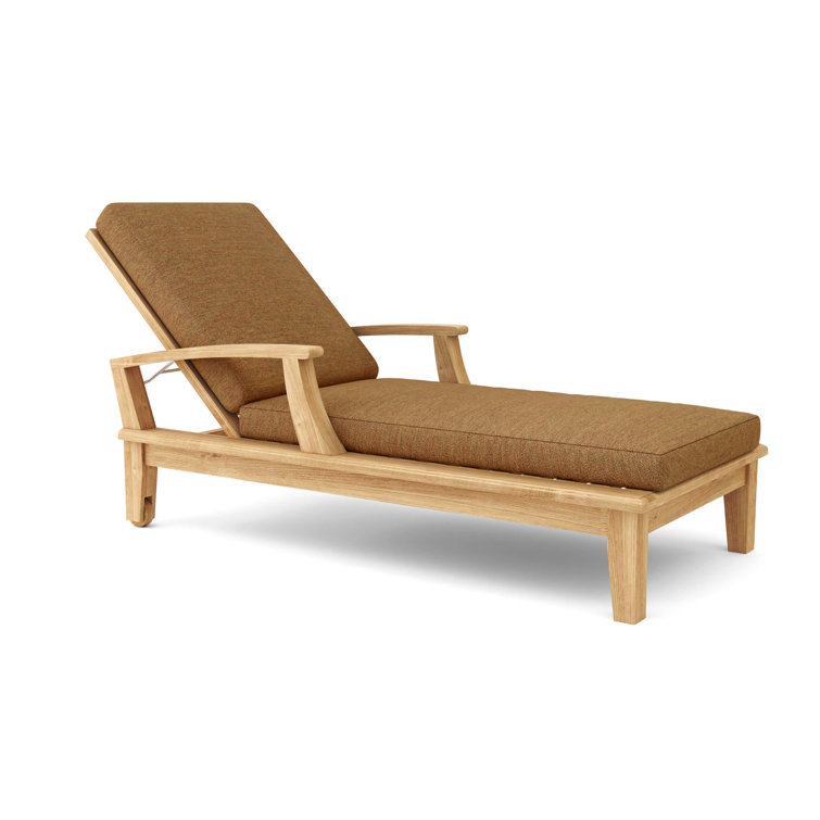 Brianna Outdoor Teak Chaise Lounge Set with Cushions