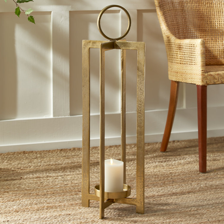 Gold Aluminum and Glass 30.5" Candle Lantern