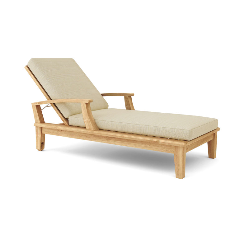 Brianna Outdoor Teak Chaise Lounge Set with Cushions