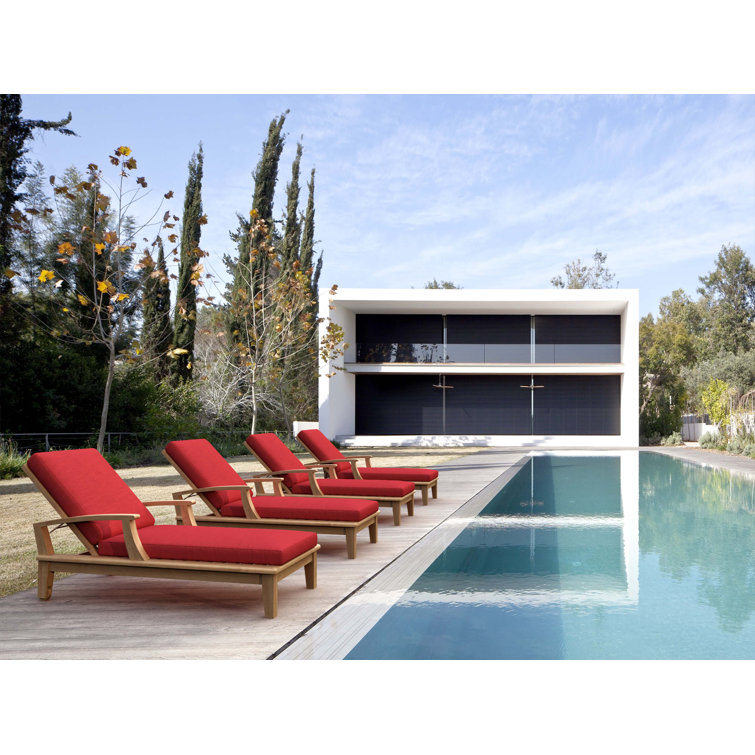 Brianna Outdoor Teak Chaise Lounge Set with Cushions