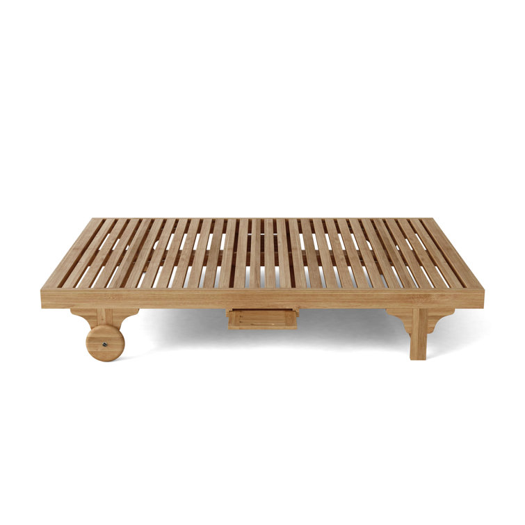 Natural Teak Double Chaise Lounge with Wheels