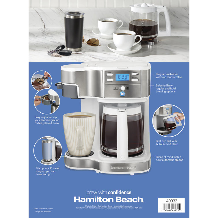 Hamilton Beach 12-Cup White and Stainless Steel Programmable Coffee Maker