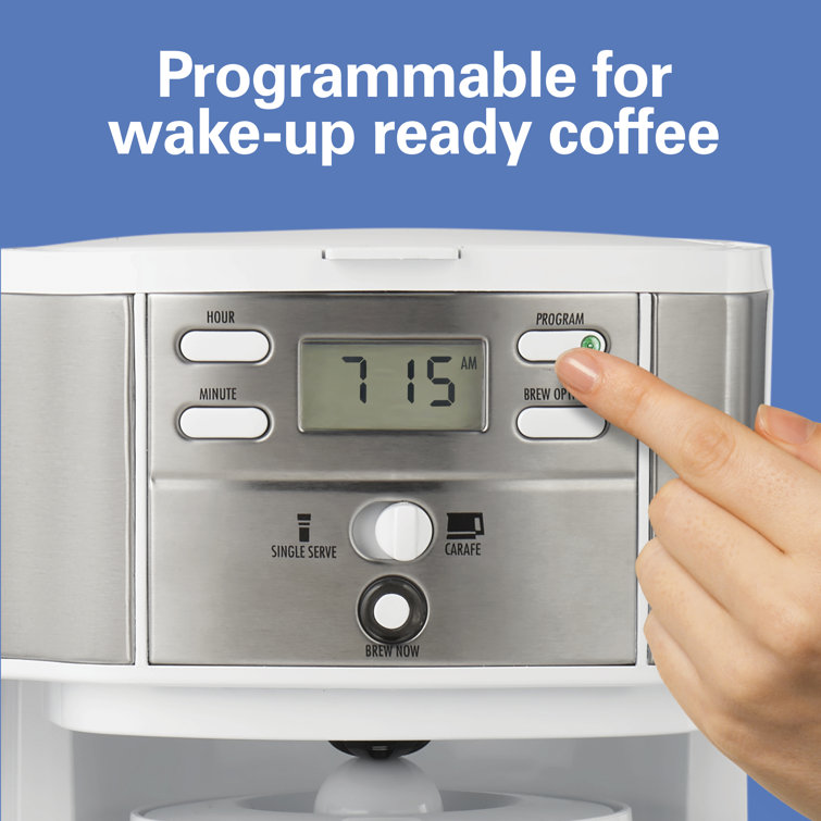 Hamilton Beach 12-Cup White and Stainless Steel Programmable Coffee Maker