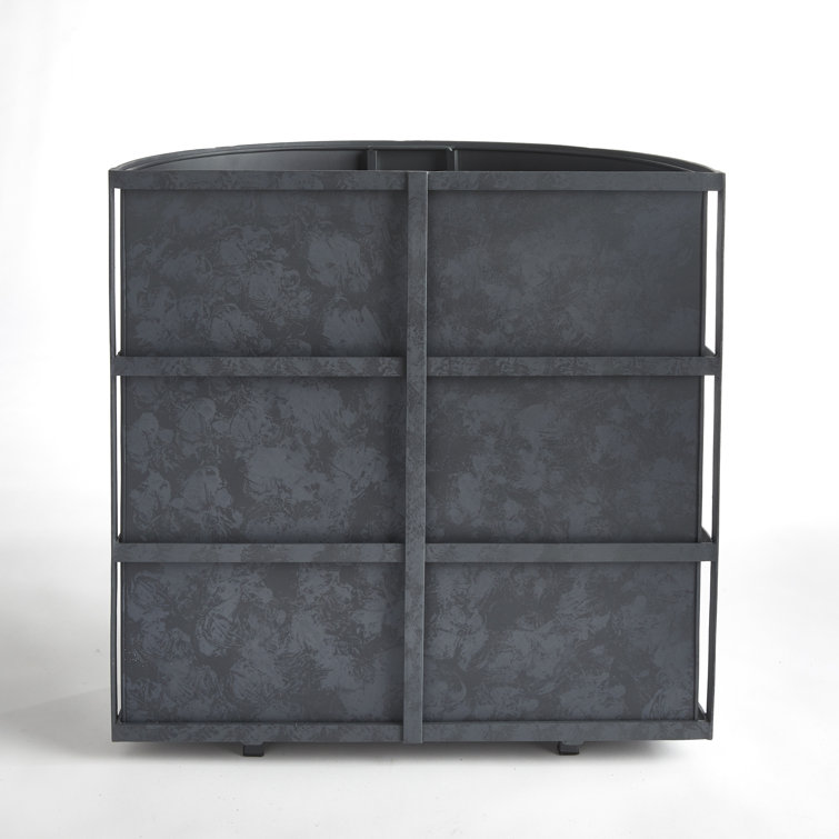 Gray Powder-Coated Metal Demilune Outdoor Planter
