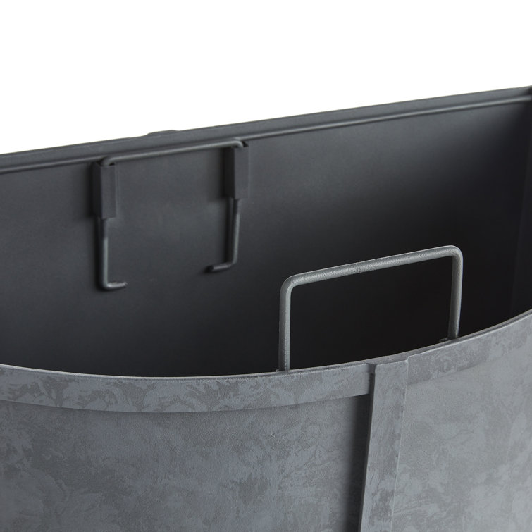 Gray Powder-Coated Metal Demilune Outdoor Planter