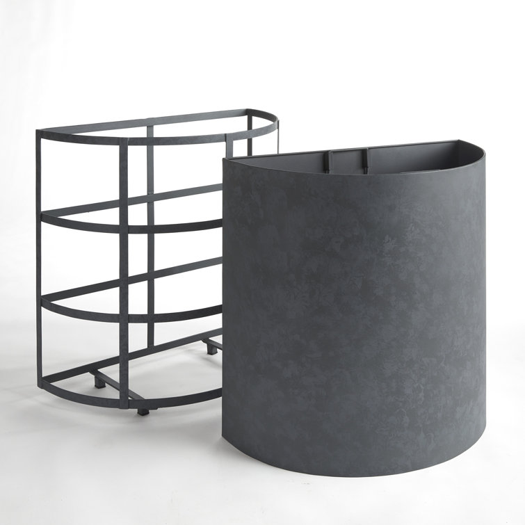 Gray Powder-Coated Metal Demilune Outdoor Planter