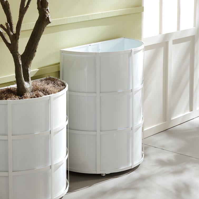 Gray Powder-Coated Metal Demilune Outdoor Planter
