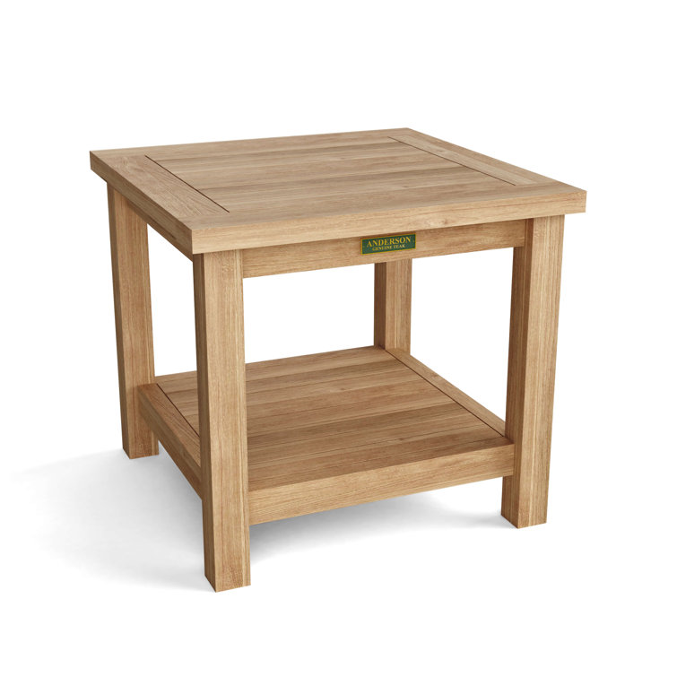 Bahama Teak 22" Square 2-Tier Side Table in Natural Finish