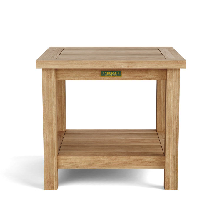Bahama Teak 22" Square 2-Tier Side Table in Natural Finish