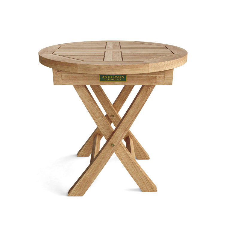 Compact Bahama 20" Round Teak Folding Side Table