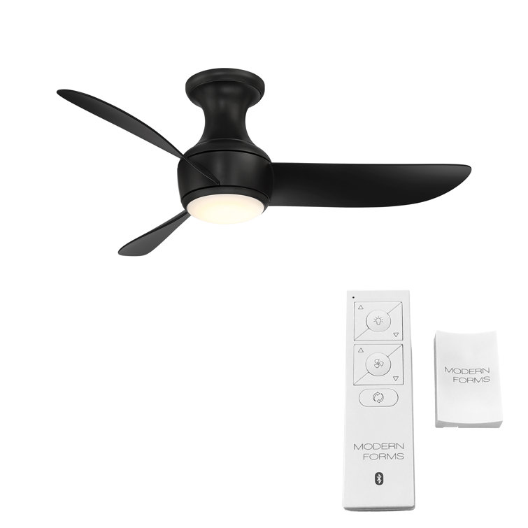 Corona 44" Matte Black Aluminum Smart Ceiling Fan with LED Light