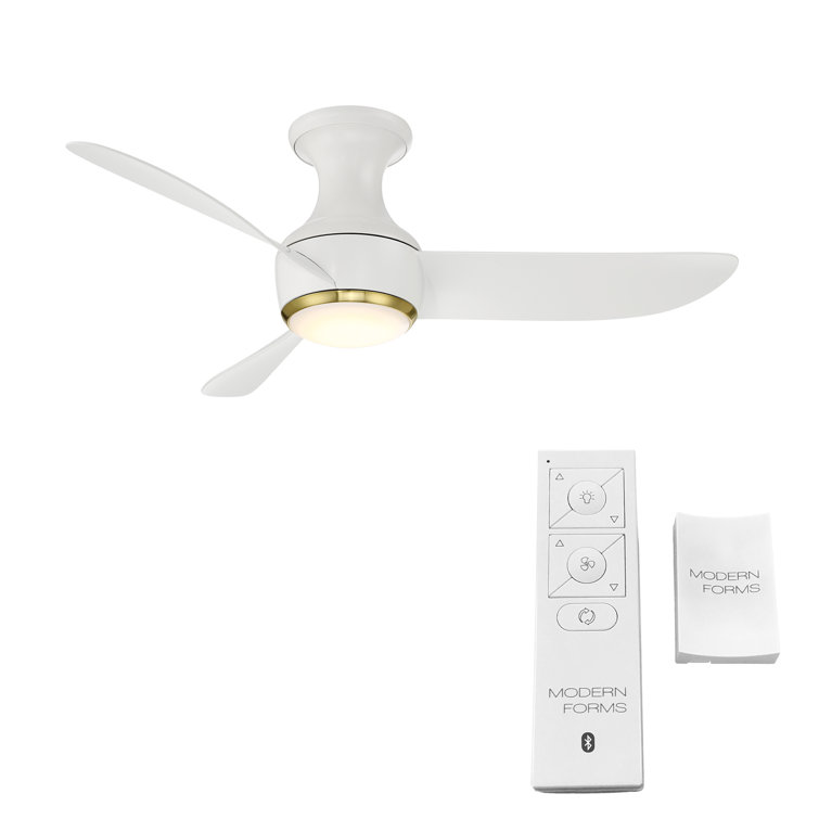 52" Soft Brass Matte White Smart Ceiling Fan with LED Light