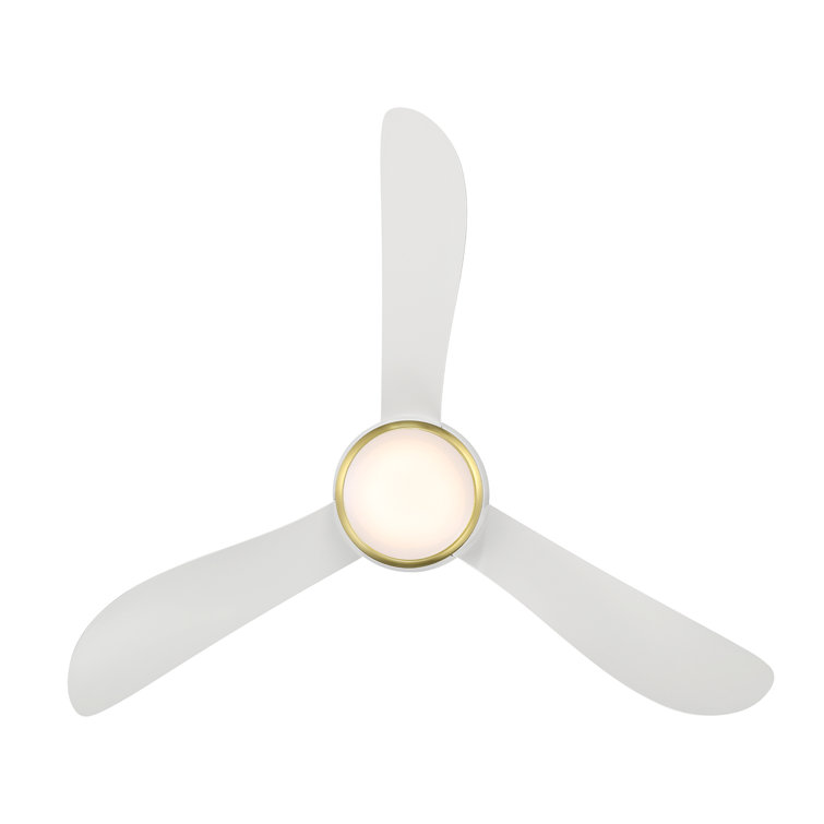 52" Soft Brass Matte White Smart Ceiling Fan with LED Light
