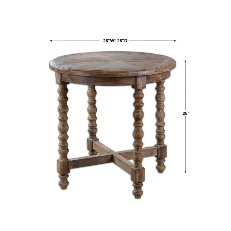 Traditional Round Brown Reclaimed Fir End Table, 26"