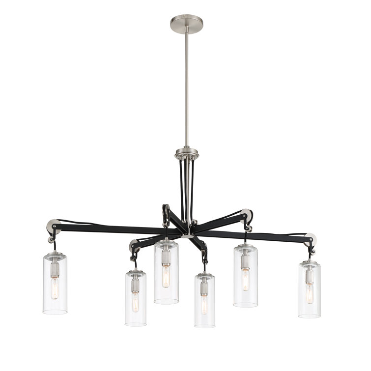 Pullman Junction Classic 6-Light Brushed Nickel & Glass Chandelier