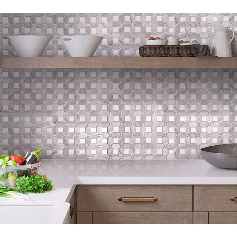 White Polished Mosaic Wall & Floor Tile 12.2" x 12.2"