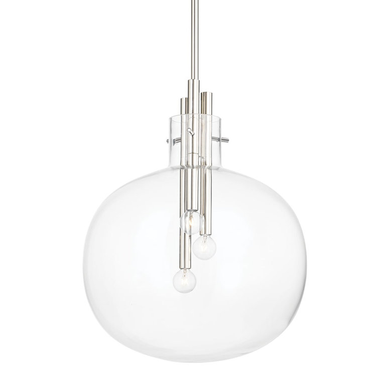 Clear Glass Globe Pendant Light with Polished Nickel Finish