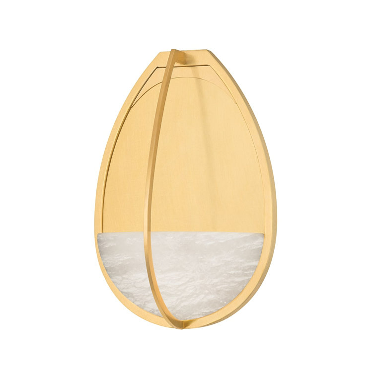 Aged Brass Oval LED Wall Sconce with Integrated Light