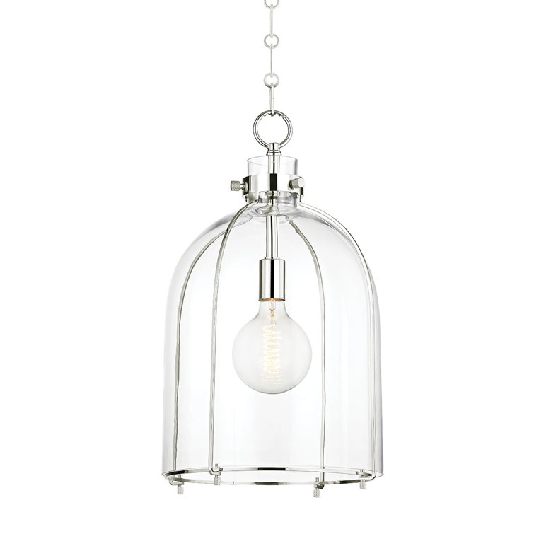 Eldridge Polished Nickel Dome Pendant with Glass Shade