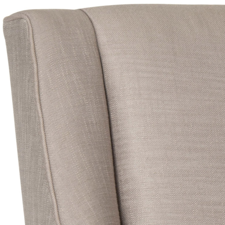 Elegant Off-White Linen Upholstered Arm Chair with Espresso Wood Legs