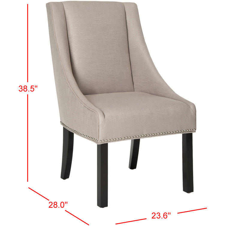 Elegant Off-White Linen Upholstered Arm Chair with Espresso Wood Legs