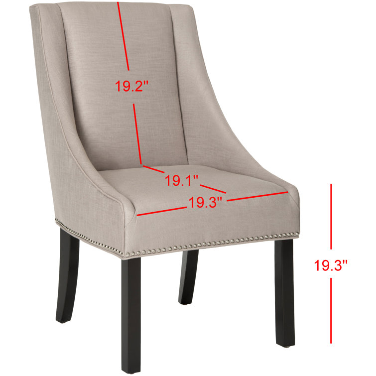 Elegant Off-White Linen Upholstered Arm Chair with Espresso Wood Legs