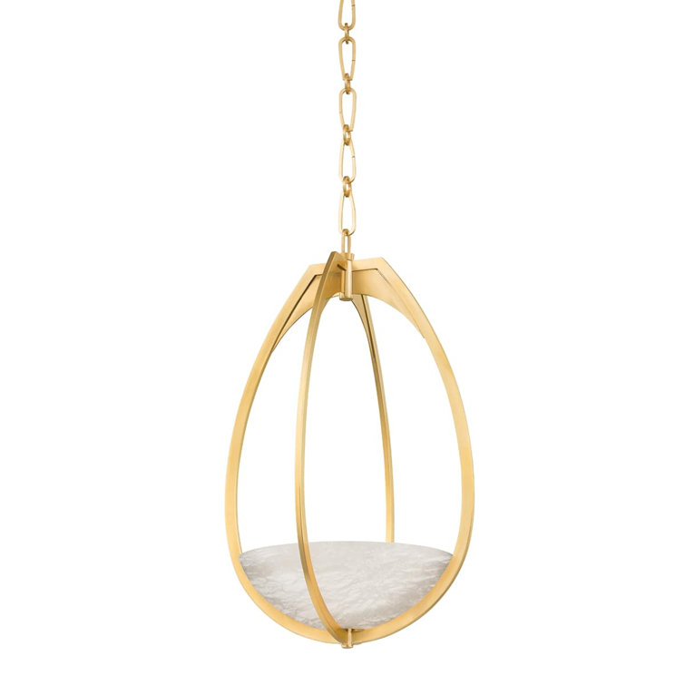 Lloyd Aged Brass 22" LED Pendant with Alabaster Glow