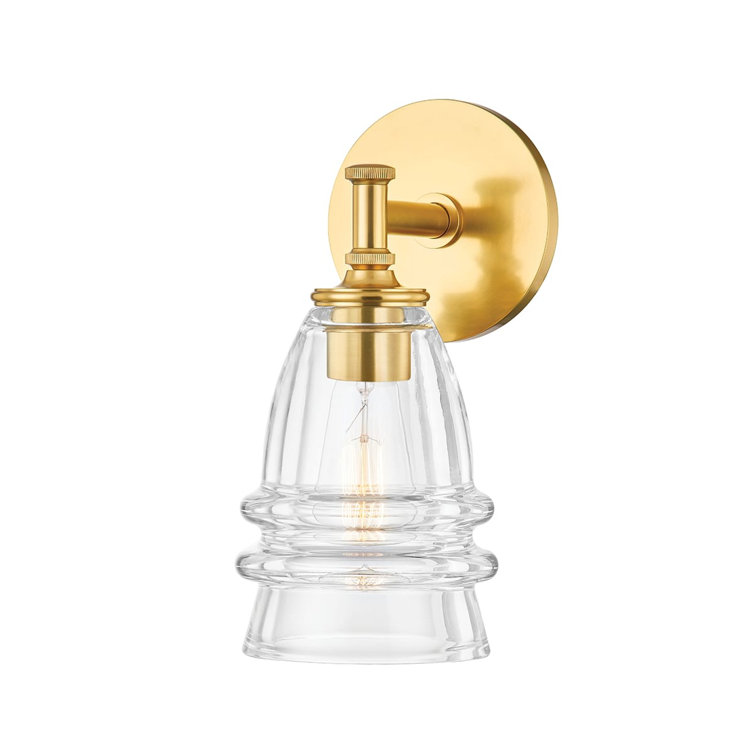 Newfield Aged Brass 1-Light Sconce with Ultra Thick Glass Shade