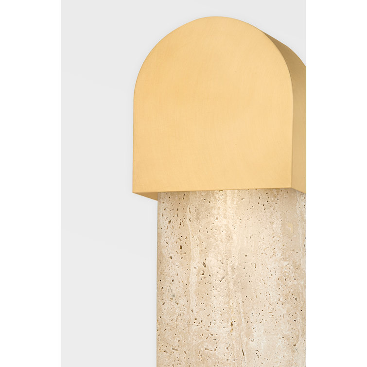 Elegant Aged Brass Dimmable Wall Sconce with Gold Accents
