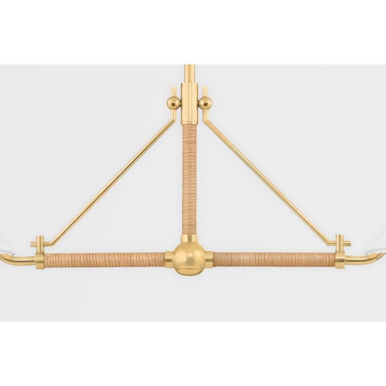 Axton Belgian Linen Shade 4-Light Aged Brass Island Pendant