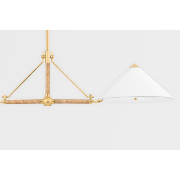 Axton Belgian Linen Shade 4-Light Aged Brass Island Pendant