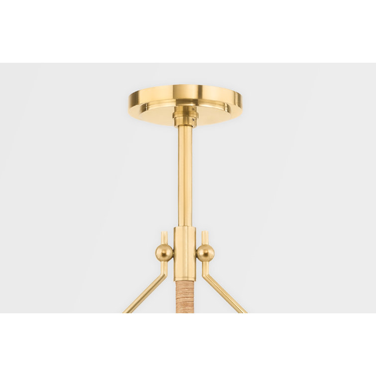 Axton Belgian Linen Shade 4-Light Aged Brass Island Pendant
