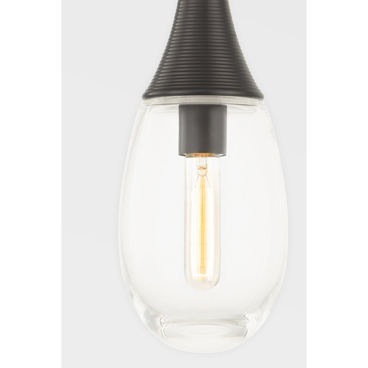 Black Brass and Clear Glass Pendant Light