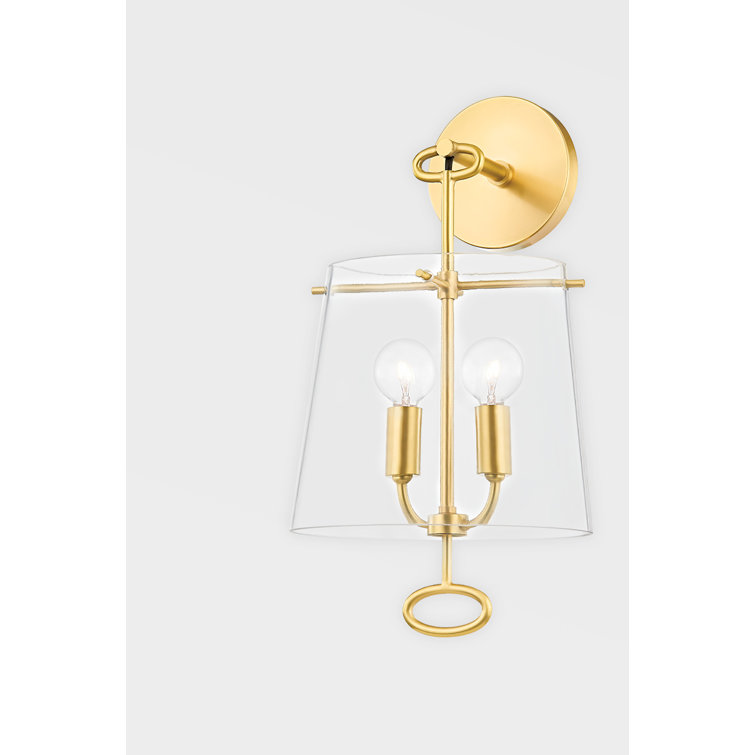 James Aged Brass 3-Light Island Drum Pendant with Clear Glass