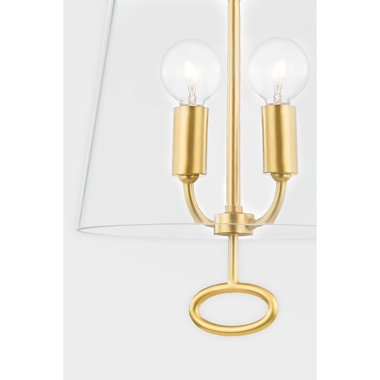 James Aged Brass 3-Light Island Drum Pendant with Clear Glass