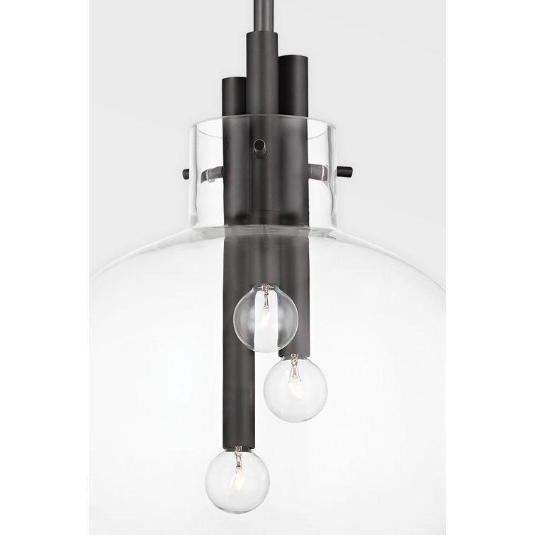 Black Brass and Clear Glass Globe Pendant Light