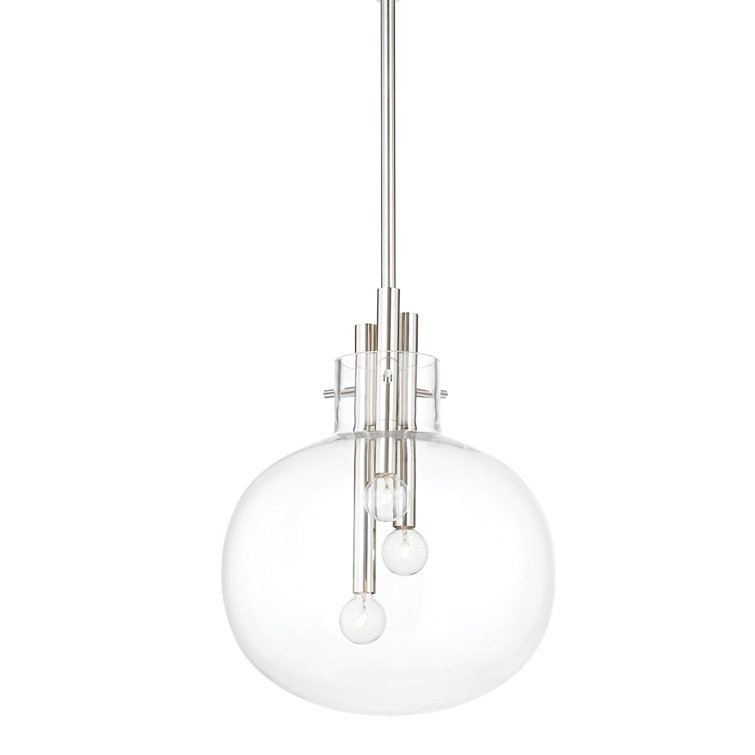 Clear Glass Globe Pendant Light with Polished Nickel Finish