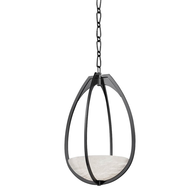 Lloyd Black Nickel and White Glass LED Pendant Light 22.25"H