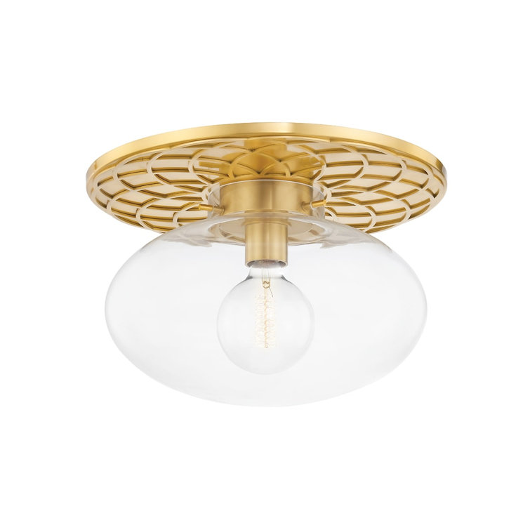 Aged Brass Globe Indoor/Outdoor 16" Glass Ceiling Light
