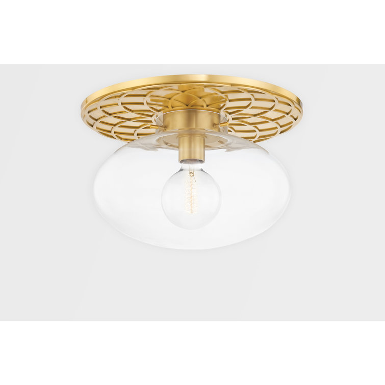 Aged Brass Globe Indoor/Outdoor 16" Glass Ceiling Light