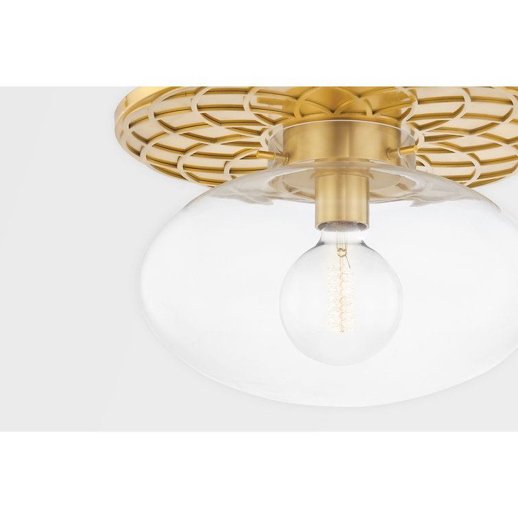 Aged Brass Globe Indoor/Outdoor 16" Glass Ceiling Light