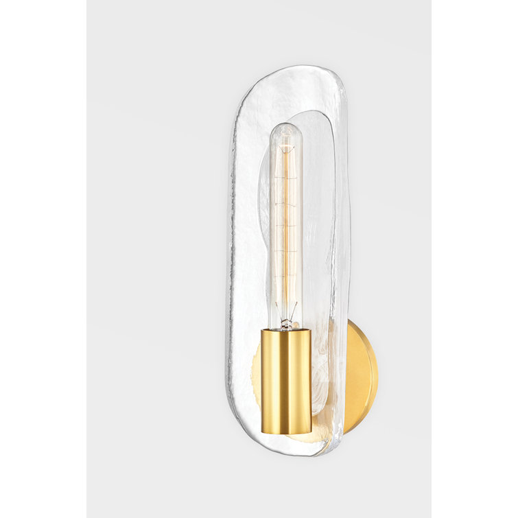Hopewell Aged Brass Dimmable Oval Sconce with Piastra Glass