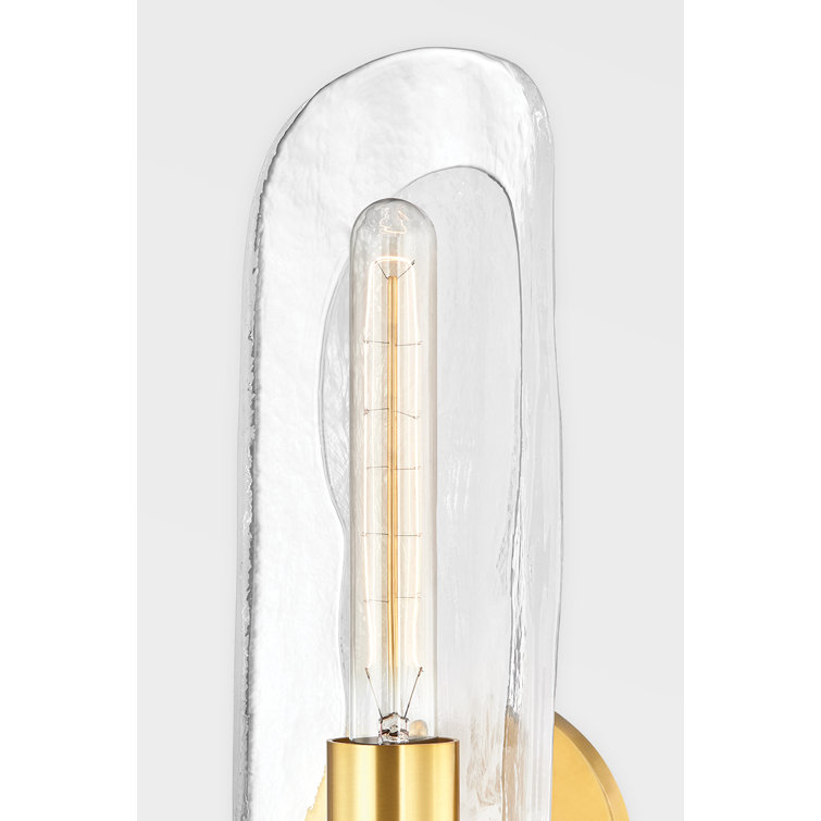 Hopewell Aged Brass Dimmable Oval Sconce with Piastra Glass