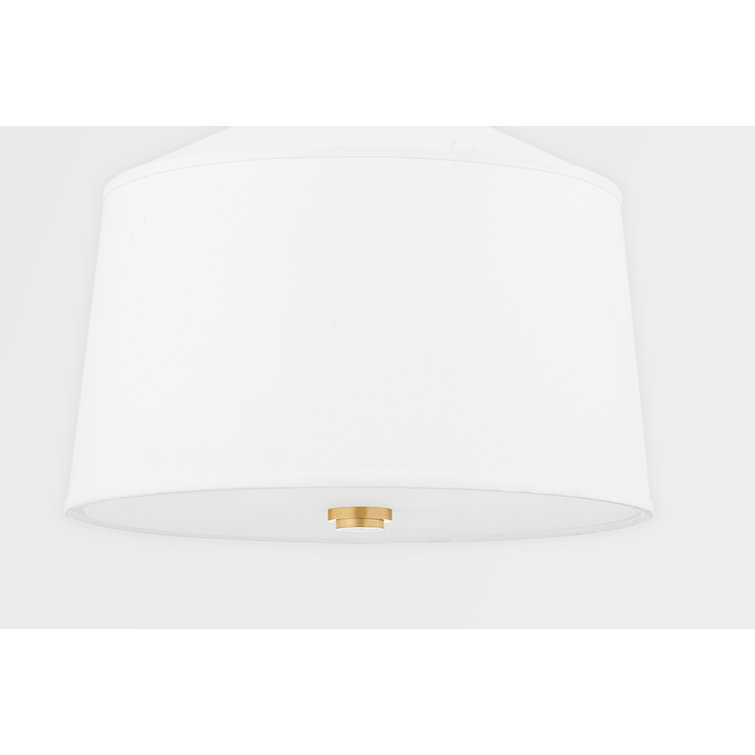 Aged Brass Elegance 14" Pendant with White Linen Shade