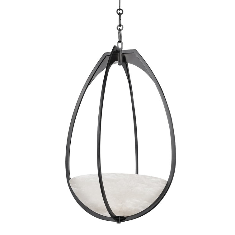 Lloyd Black Nickel and White Glass LED Pendant Light 22.25"H